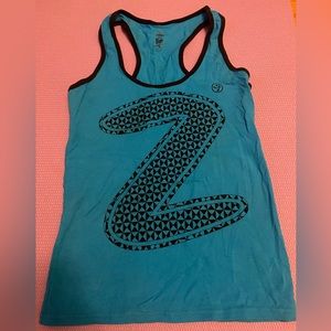 Blue medium Zumba racerback shirt.